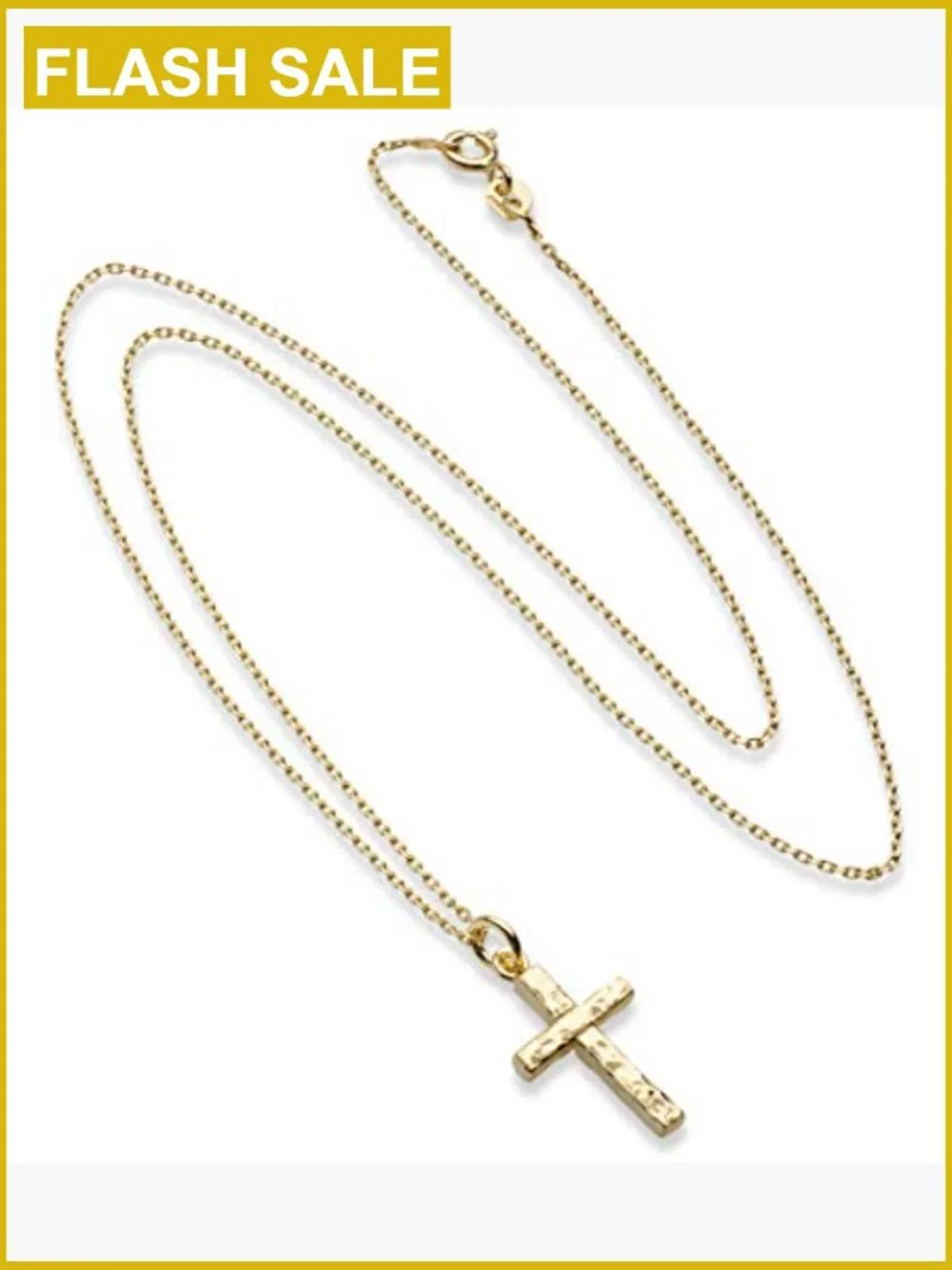 925 Sterling Silver Hammered Cross Pendant Necklace 18in